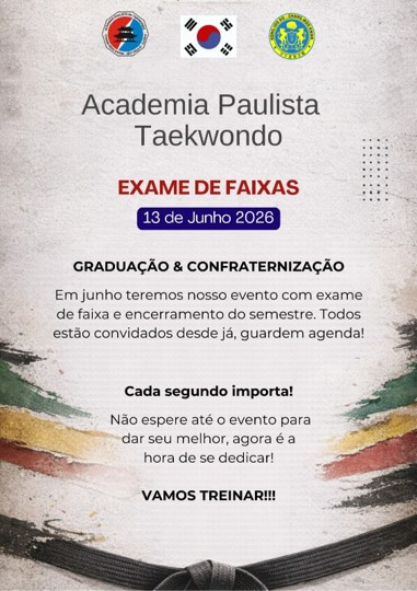 Academia Paulista de Taekwondo - exame de faixas